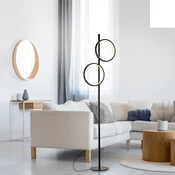 JUST LIGHT. GmbH LED-stoječa svetilka Mini-Ritus, črna, železna, z 2 obroči - Dnevna soba/jedilnica - Sodobni - Kovina