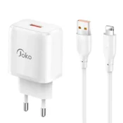 Kucni punjac KONFULON Joko JK90+DC64 PD 20W sa kablom USB na iPhone Lightning beli 1m