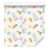 Velikonočna tapeta v beli in krem barvi za dnevno sobo in spalnico 50x1000 cm