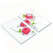shumee Dekorativne steklene deske za rezanje in serviranje Malina in voda 2x30x52 cm