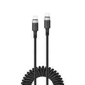 AceFast Spiralni kabel USB-C – USB-C 480 Mb/s 3 A 1,2 m – črn