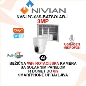 NIVIAN 3MP SOLARNA ROTACIJSKA AI WIFI KAMERA NVS-IPC-08S-BATSOLAR-L