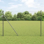 Stup za ogradu Siva 10 x 1,5 m (60 x 60 mm mreža) Celik i PVC