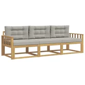Set vanjskih sofa 3 pcs Bijela i svjetlosiva Poliester