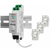 SHELLY števec električne energije vključno s 3x 120A sponkami (DIN letev Pro 3EM 120A, merilna funkcija WLAN LAN BT)