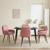 Jedilni stoli 4 kos Žamet Roza 59 x 59,5 x 90 cm