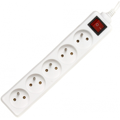 PremiumCord white 2 m extension cord 230V, 5 sockets + switch