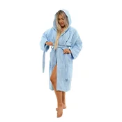 Interkontakt Ženski bombažni kopalni plašč s kapuco 06 Light Blue XXL