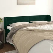 Vidaxl Vzglavje z ušesi temno zeleno 163x23x78/88 cm žamet