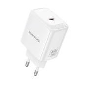 Stenski 40W polnilec Borofone Fuente BN33 USB-C, GaN tehnologija - bel