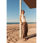 Stradivarius Popelin Hlace S Granicnicima Khaki S