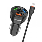 Kaku avtopolnilec KSC-493 3.0 QC s kablom 1m Lightning iPhone 12 - črn