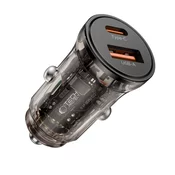 Tech-Protect CC01 avto polnilec USB / USB-C 30W PD QC, črna