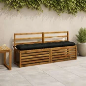 vidaXL Blazina za klop VIANEN 100% poliester Črna 180 x 30 x 12 cm