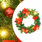 Božicni vijenac s LED svjetlima zeleni 60 cm PVC