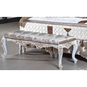 Casa Padrino baroque bench silver/white/gold - Upholstered solid wood bench with fine velvet - Handmade baroque furniture - Noble & Magnificent