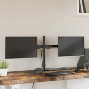 shumee Dvojni nosilec za monitor črno jeklo VESA 75/100 mm