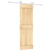 Vidaxl Drsna vrata Naravna in bela 70 x 210 cm Masiven borov les