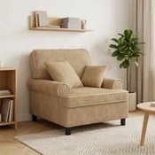 vidaXL XL naslanjač z blazinami Taupe Platno z 1,5 črtami