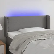 Vidaxl vidaXL Vzglavje postelje z LED diodo temno sivo 103x16x78/88 cm blago