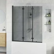 Vidaxl Obloga za tuš Črna 130 x 138 cm ESG steklo in aluminij
