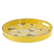 Servirni pladenj okrogel z ročaji 33x33x4,2cm rumen s čebelicami 69279