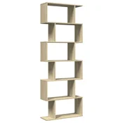 Pregrada / regal za knjige 6 razina hrast 70x24x193 cm drveni