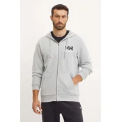 Pamucna dukserica Helly Hansen HH LOGO za muškarce, boja: siva, s kapuljacom, s tiskom, 30393