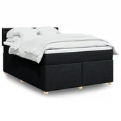 Box spring posteljni z vzmetnico črn 140x190 cm blago
