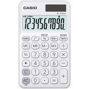 Casio Bela prenosna kalkulator CASIO SL-310UC-WE, 10-mestni zaslon, ergonomska oblika, osnovne funkcije, akumulatorsko in solarno napajanje