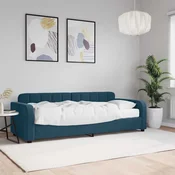 Greatstore Dnevna postelja z vzmetnico modra 80x200 cm žamet
