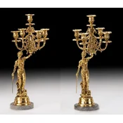 Casa Padrino luxury baroque candle holder set gold/gray A� 22 x H. 48 cm - Handmade baroque style bronze candlesticks - Baroque decorative accessories - Baroque interior - Noble & Magnificent