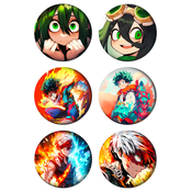 Set bedževa Anime My Hero Academia, 37 mm, 6 kom