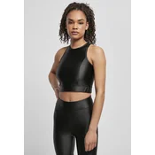 Womens Cropped Shiny Top Black
