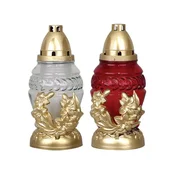 Pokopališka svetilka FLOWER GOLD I. steklo 80g d11x24cm