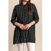 Plus size daljša bluza s potiskom pik, črna
