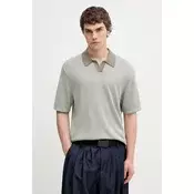 Calvin Klein pletena polo majica moška z dodatkom lanu