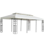 Vidaxl Paviljon z dvojno streho bel 6x3 m jeklo