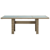 MAISON CHIC Vrtna miza - Vrtna jedilna miza rjava 200x100x74 cm steklo in poli ratan, (21715500)