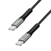 Logilink USB 2.0 kabel tipa C/M – C/M, 480 Mbps, 100 W, LED, najlon, metal, crna, 0,3 m