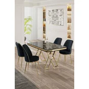 Hanah Home Set Trpezarijski sto i 4 stolice, Teget-crni
