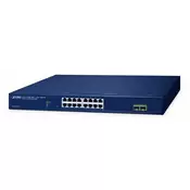 PLANET 16-Port 10/100/1000T + 2-Port Upravljano L2 Gigabit Ethernet (10/100/1000) Modra