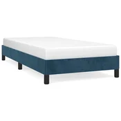 Vidaxl Posteljni okvir brez vzmetnice temno moder 90x200 cm žamet