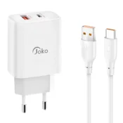 Kucni punjac KONFULON Joko JK87 PD 30W/ USB Q.30W sa kablom USB na Type-C beli 1m