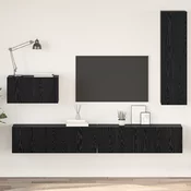 TV Kabinet za Zid Zidne 4 pcs Crni hrast Konstruirano drvo