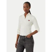 Tommy Jeans Pletena jopica Tjw Zip High Neck Cardigan Ext DW0DW20967 Bela Slim Fit