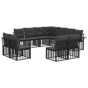 Set vanjskih sofa 11 pcs Crna i tamno siva Poliester