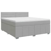 vidaXL Postelja boxspring z vzmetnico Svetlo siva 140 x 190 cm Blago