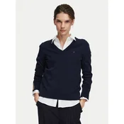 TOMMY HILFIGER Pulover Gold-tone Button Cuff  mornarska