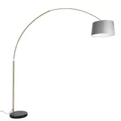 Lokovna svetilka medenina z marmorjem in sivo tkanino 45 cm - XXL